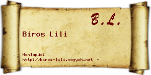 Biros Lili névjegykártya